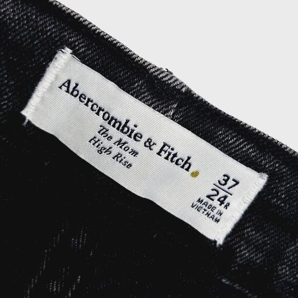 Abercrombie & Fitch The Mom Jean High Rise Denim 37 / 24 R Black Plus Size NEW - Picture 3 of 7